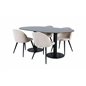 Pillan Oval Dining Table - Black / Black Glass Marble+Velvet Stitches Chair - Black / Beige Velvet_4