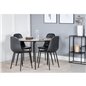 Silar Dining Table - Round 100 cm - "Wood Look"  Melamine / Black Legs, Polar Dining Chair - Black / Black_4