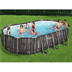 Ovanmarkspool Bestway Power Steel 610x366x122 cm Oval med Stålram, Filterpump & Stege