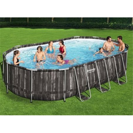 Over jorden pool Bestway Power Steel 610x366x122 cm Oval med stålramme, filterpumpe & stige