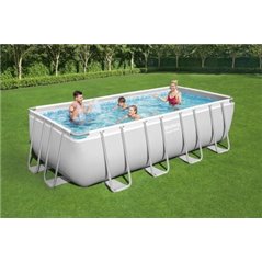 Ovanmarkspool Bestway Power Steel Pool 488x244x122 cm Rektangulär med Stålram, Sandfilterpump & Stege