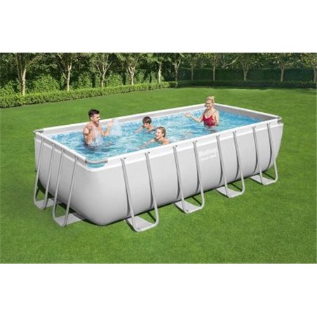 Ovanmarkspool Bestway Power Steel Pool 488x244x122 cm Rektangulär med Stålram, Sandfilterpump & Stege