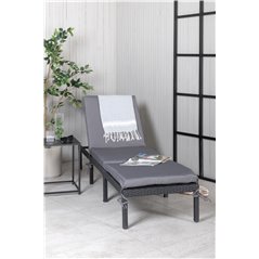 Bilbao sunlounge black wicker/grey cushion