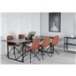 Palace Dining Table - 240*100*H75 - Black / Black, Polar Dining Chair with Spin function - black Legs - Brown PU - White Stitche