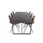 Palace Dining Table - 240*100*H75 - Black / Black, Polar Dining Chair with Spin function - black Legs - Brown PU - White Stitche