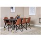 Dipp Dining Table - 180*90cm - Black / Black Brass, Polar Dining Chair with Spin function - black Legs - Brown PU - White Stitch