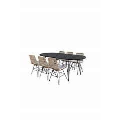 Viga Dining Table - Black Steel / Grey Spray glass - 200*100cm