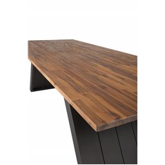 Doory Dining Table - musta teräs / acacia top teak look