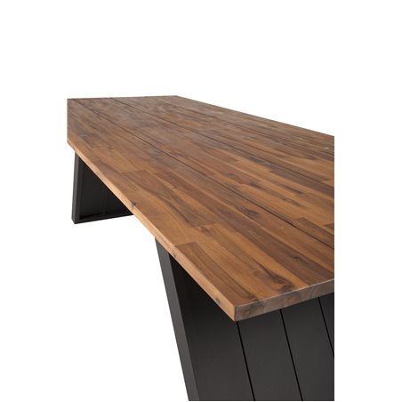 Doory Dining Table - musta teräs / acacia top teak look