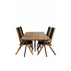 Chan Dining Table - Black Steel / Acacia (teak look) - 200cm