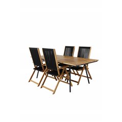 Chan Dining Table - Black Steel / Acacia (teak look) - 200cm