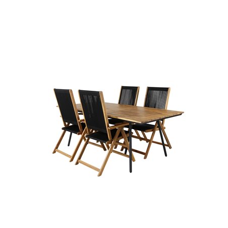 Chan Spisebord - Sort Stål / Acacia (teak look) - 200cm