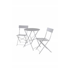 Marseille Foldable steel bistro set  - Grey