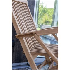 Kenya Round Cofee Table ø70 cm - Teak, Kenya Folding Chair - With Armrest