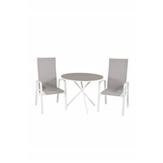 Parma Café Table ø90 - White/Grey, Copacabana Recliner Chair - White/Grey_2