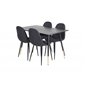 Dyppe spisebord - 120 cm - Sort Finer - Sorte ben m, Messing dyppe, Polar spisestuestol - Sorte ben - Sort stof_4 Dyppe spisebord - 120 cm - Sort Finer - Sorte ben m, Messing dyppe, Polar spisestuestol - Sorte ben - Sort stof_4
