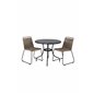 Nicke Dining Table - Black Steel - ø90cm, Lindos Stacking Chair - Black Alu / Latte Rope