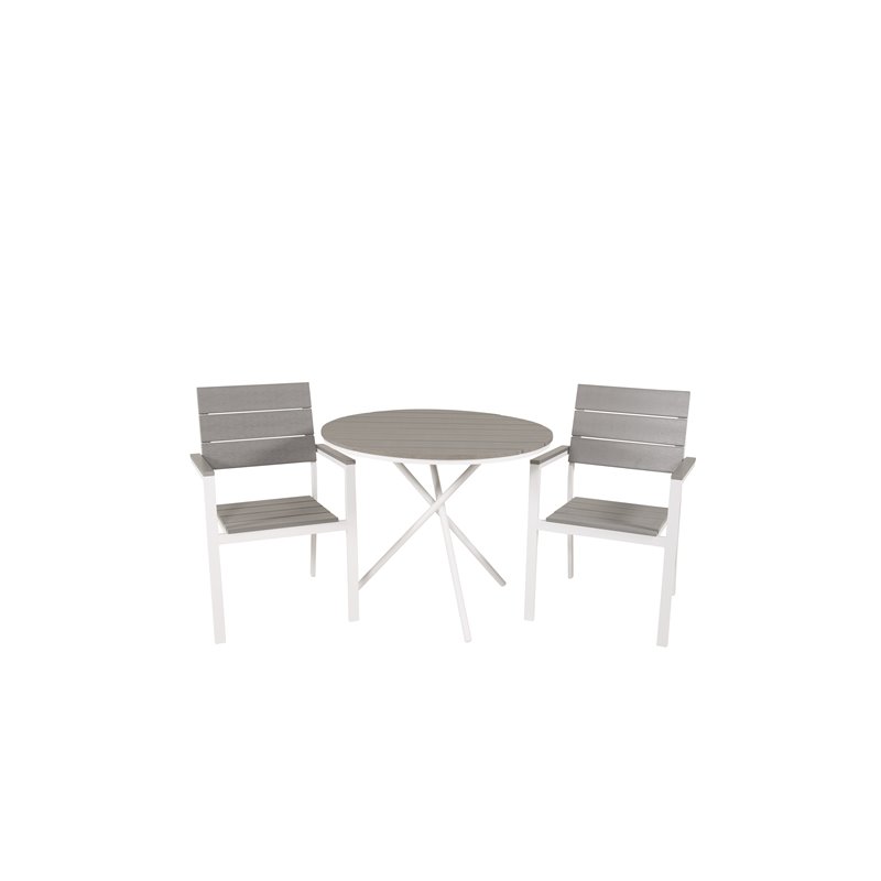 Parma Café Table ø90 - White/Grey, Levels Chair