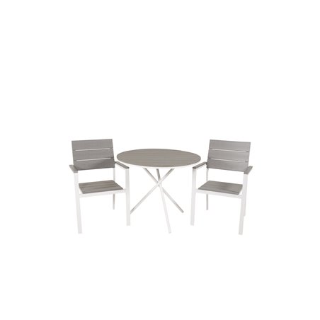 Parma Café Table ø90 - White/Grey, Levels Chair (stackable) - White Alu / Grey Aintwood_2