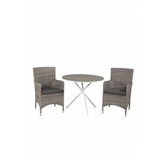 Parma Café Table ø90 - Valkoinen / Harmaa, Malin Armchair Harmaa/Grey_2