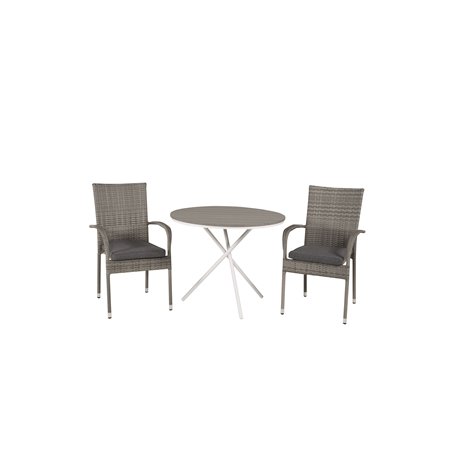 Parma Café Table ø90 - White/Grey, Anna Chair - Grey_2