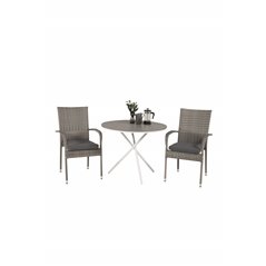 Parma Café Table ø90 - White/Grey, Anna Chair - Grey_2