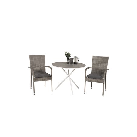 Parma Café Table ø90 - Valkoinen/Grey, Anna Chair Grey_2