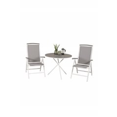 Parma Café Table ø90 - White/Grey, Albany 5:pos Chair - White/Grey_2