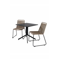 Way café table 70*70, Lindos Stacking Chair - Black Alu / Latte Rope_2