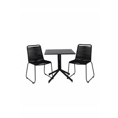 Way café table 70*70, Lindos Stacking Chair - Black Alu / Black Rope_2