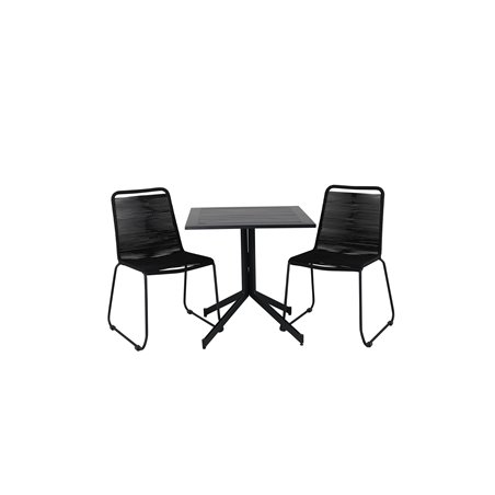 Way café table 70*70, Lindos Stacking Chair - Black Alu / Black Rope_2