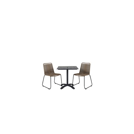 Colorado70*70 Black/Black, Lindos Stacking Chair - Black Alu / Latte Rope_2