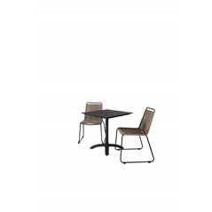 Colorado70*70 Black/Black, Lindos Stacking Chair - Black Alu / Latte Rope