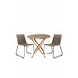 Cane Café Table ø80cm - Bamboo, Lindos Stacking Chair - Black Alu / Latte Rope