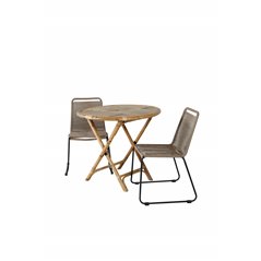 Cane Café bord ø80cm - Bambus, Lindos stabelstol - Sort Alu / Latte Rope_2