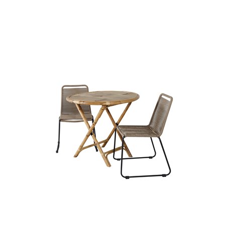 Cane Café bord ø80cm - Bambus, Lindos stabelstol - Sort Alu / Latte Rope_2