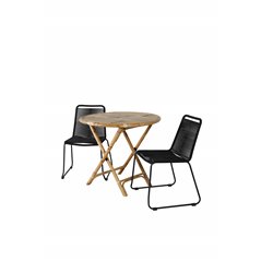 Cane Café bord ø80cm - Bambus, Lindos Stabelstol - Sort Alu / Sort rep_2