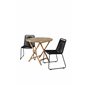 Cane Café Table ø80cm - Bamboo, Lindos Stacking Chair - Black Alu / Black Rope