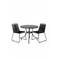 Nicke Dining Table - Black Steel - ø90cm, Lindos Stacking Chair - Black Alu / Black Rope