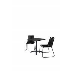 Colorado70*70 Black/Black, Lindos Stacking Chair - Black Alu / Black Rope_2