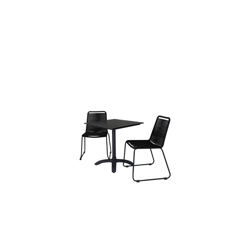 Colorado70*70 Black/Black, Lindos Stacking Chair – Black Alu/Black Rope