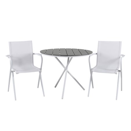 Parma Café Table ø90 - White/Grey, Alina Dining Chair - white Alu / White Textilene_2