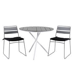 Parma Café Table ø90 - White/Grey, Lina Dining Chair - Grey_2