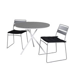 Parma Café Table ø90 - White/Grey, Lina Dining Chair - Grey_2