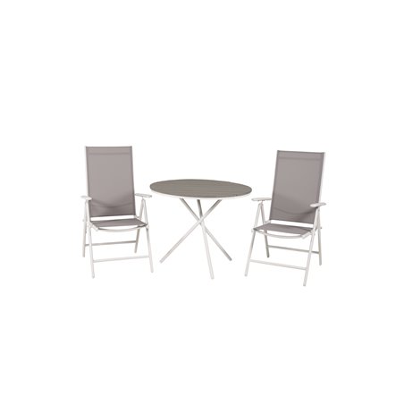 Parma Café Table ø90 - White/Grey, Break 5:pos Chair - White/Grey_2