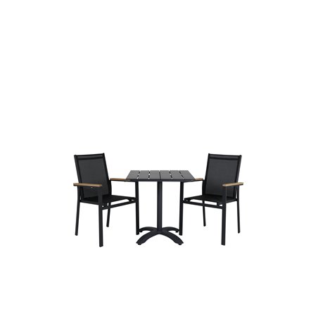 Colorado70*70 Black/Black, Texas Chair - Black/Teak_2