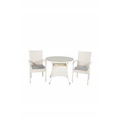 Volta Table ø 90 - White/Glass, Anna Chair - White_2