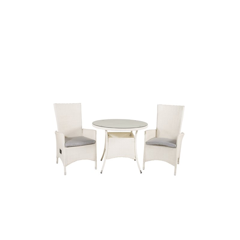 Volta Table ø 90 - White/Glass, Padova Chair