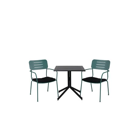 Way café table 70*70, Nicke Dining chair w, armrest - Green Steel_2