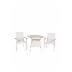 Volta Table 90 - White/Glass, Texas Chair - Valkoinen/Teak_2